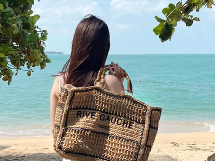 CROCHET Geflochtener Shopper RIVE GAUCHE mit Bambusgriffen - ModeEcho