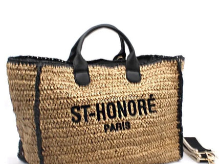 CROCHET ST - HONORÉ zweifarbige gewebte Tragetasche - ModeEcho