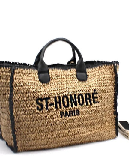 CROCHET ST - HONORÉ zweifarbige gewebte Tragetasche - ModeEcho