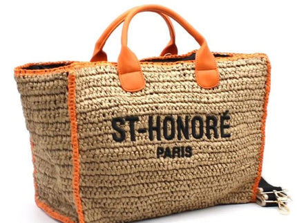 CROCHET ST - HONORÉ zweifarbige gewebte Tragetasche - ModeEcho