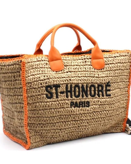 CROCHET ST - HONORÉ zweifarbige gewebte Tragetasche - ModeEcho