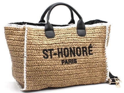 CROCHET ST - HONORÉ zweifarbige gewebte Tragetasche - ModeEcho