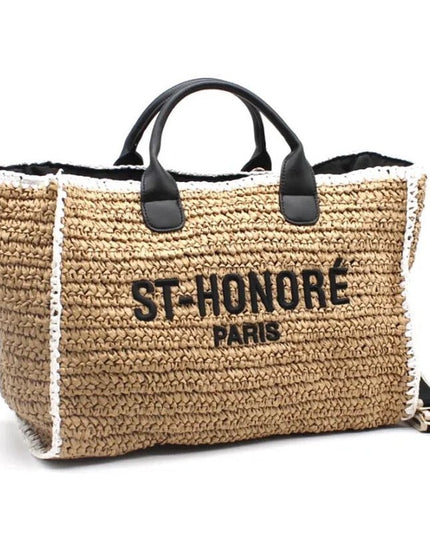 CROCHET ST - HONORÉ zweifarbige gewebte Tragetasche - ModeEcho