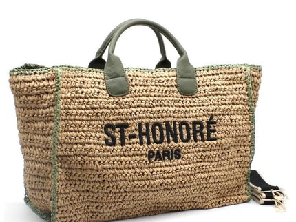 CROCHET ST - HONORÉ zweifarbige gewebte Tragetasche - ModeEcho