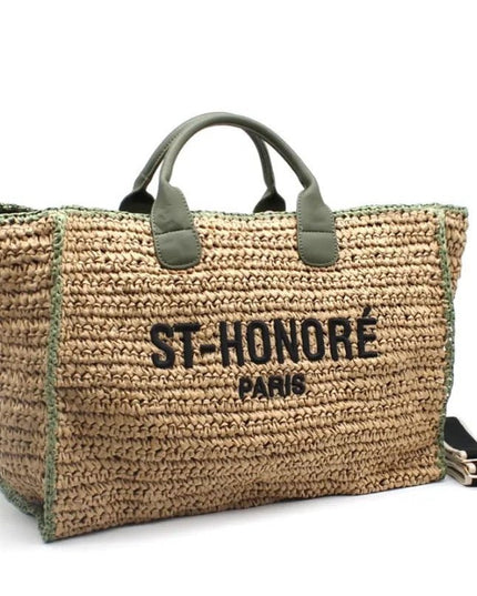 CROCHET ST - HONORÉ zweifarbige gewebte Tragetasche - ModeEcho