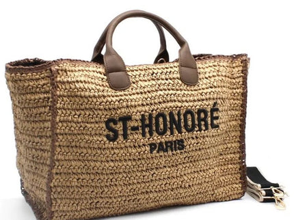 CROCHET ST - HONORÉ zweifarbige gewebte Tragetasche - ModeEcho