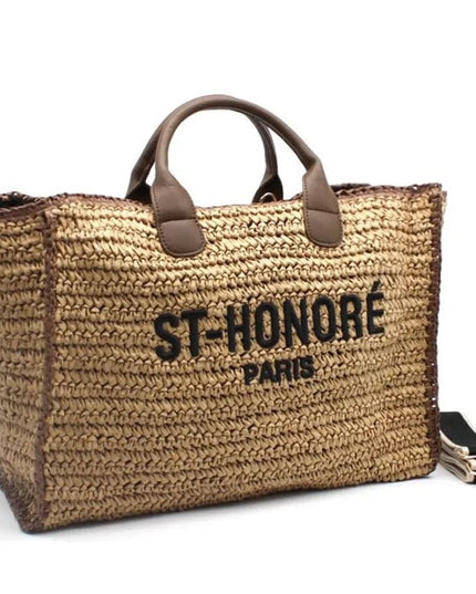 CROCHET ST - HONORÉ zweifarbige gewebte Tragetasche - ModeEcho