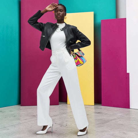 Black Vegan Leather Cropped Biker Jacket ELIZABETH: New Colección COUTURE in NOLITA - BYMANYC ® New York - ModeEcho