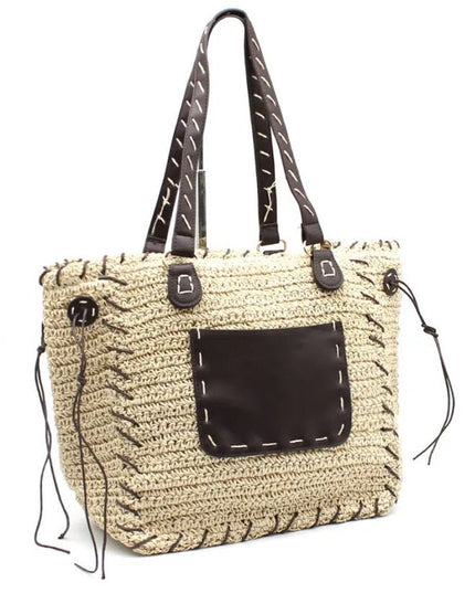 Kontrastierende geflochtene Shopper - ModeEcho