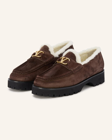 Valentino Garavani | VLogo Signature Wildleder-Loafer | Dunkelbraun | Damen