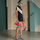 Black Mini Bodycon Kleid with Button Tassel For Women, Meatpacking District, BYMANYC New York.