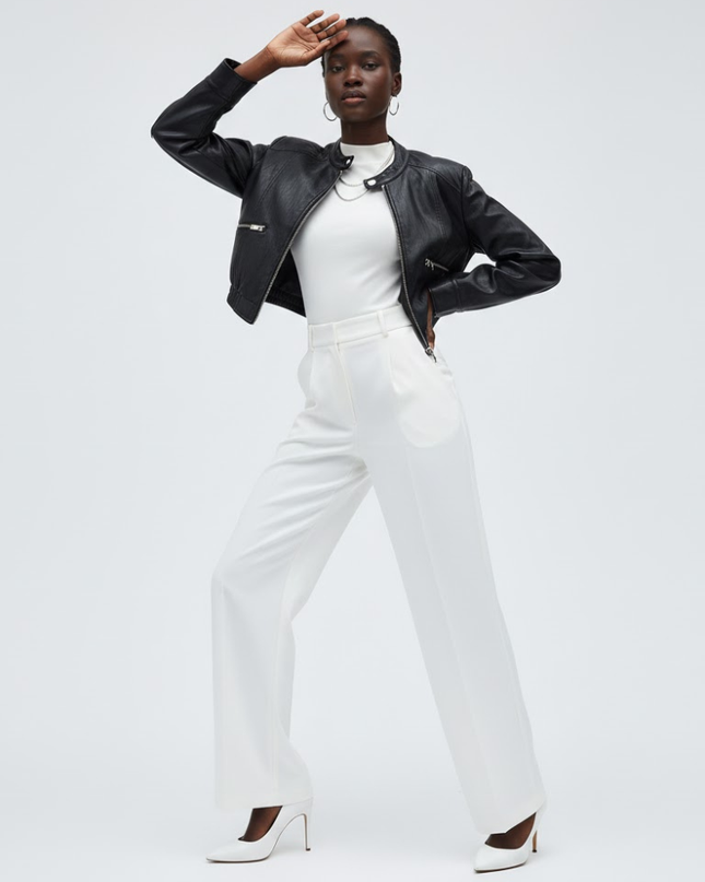 Black Vegan Leather Cropped Biker Jacket ELIZABETH: New Colección COUTURE in NOLITA - BYMANYC ® New York-0