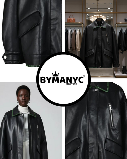 BYMANYC ® New York | Kenmare Vegan Leather Overshirt | Black