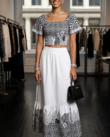Black and White Geometric Print Two-Piece Set HUDSON New Collection FASHION BYMANYC ® New York-0