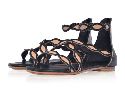 Blossom Leder-Sandalen mit Muschelrand