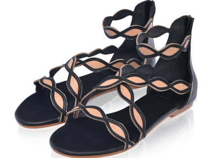 Blossom Leder-Sandalen mit Muschelrand