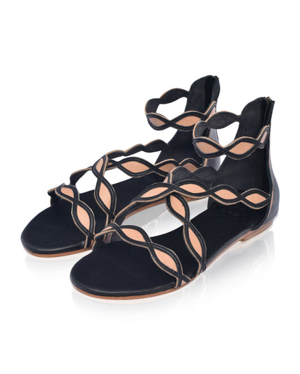Blossom Leder-Sandalen mit Muschelrand