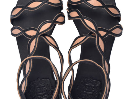 Blossom Leder-Sandalen mit Muschelrand