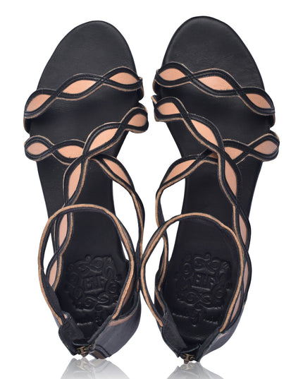 Blossom Leder-Sandalen mit Muschelrand