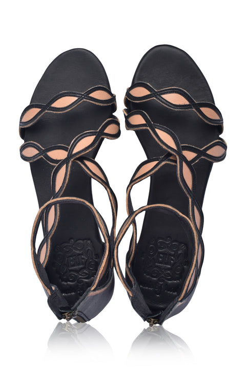 Blossom Leder-Sandalen mit Muschelrand