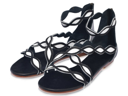 Blossom Leder-Sandalen mit Muschelrand