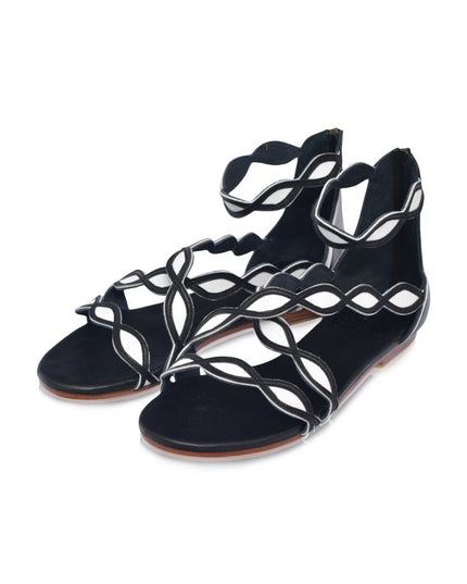 Blossom Leder-Sandalen mit Muschelrand