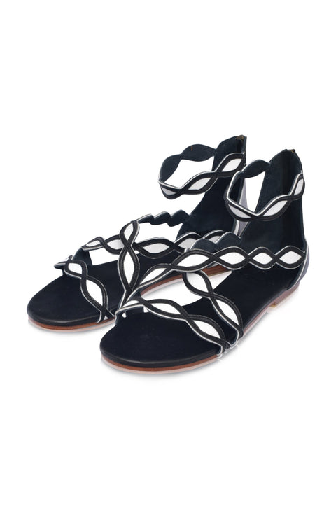 Blossom Leder-Sandalen mit Muschelrand