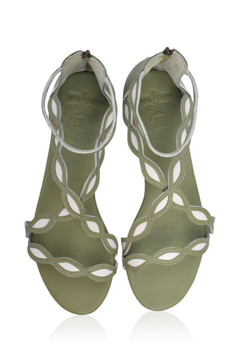 Blossom Leder-Sandalen mit Muschelrand