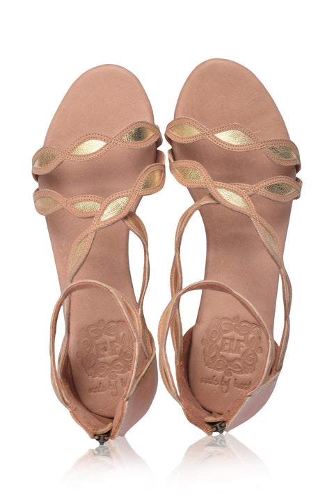 Blossom Leder-Sandalen mit Muschelrand