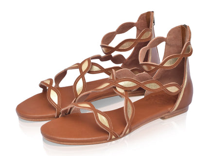Blossom Leder-Sandalen mit Muschelrand