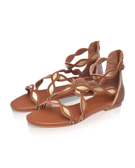 Blossom Leder-Sandalen mit Muschelrand