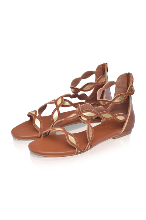 Blossom Leder-Sandalen mit Muschelrand