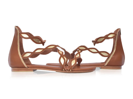 Blossom Leder-Sandalen mit Muschelrand
