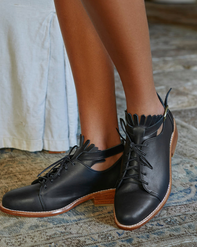 👟 BOSTON Damen Leder Oxfords | Fransen & Knöchelriemen | 4 Farben