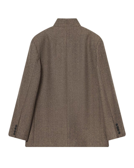 Brown Herringbone Blazer With Scarf Collar TRIBECA New Collection FASHION BYMANYC ® New York-1