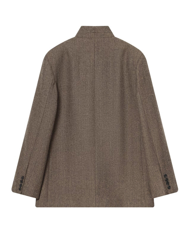 Brown Herringbone Blazer With Scarf Collar TRIBECA New Collection FASHION BYMANYC ® New York-1