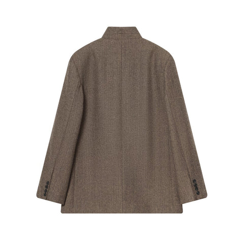 Brown Herringbone Blazer With Scarf Collar TRIBECA New Collection FASHION BYMANYC ® New York-1