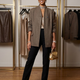 Brown Herringbone Blazer With Scarf Collar TRIBECA New Collection FASHION BYMANYC ® New York-0