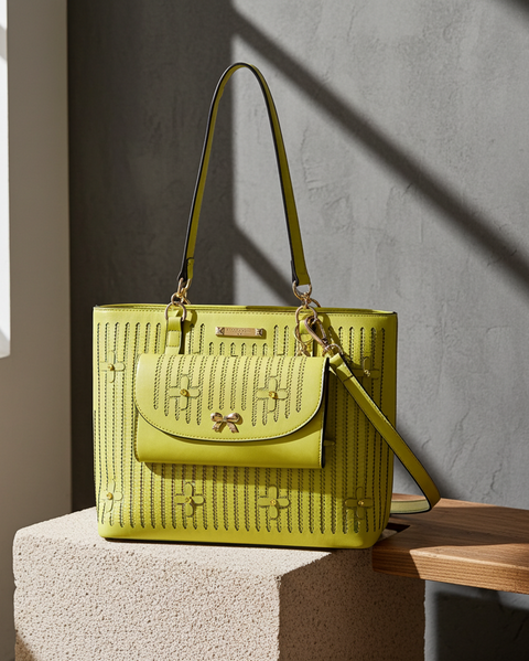 Tote Bag mit Ziernahten – Limette