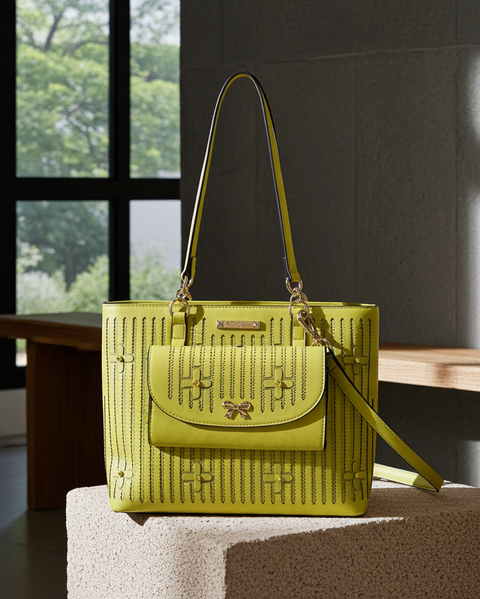 Tote Bag mit Ziernahten – Limette