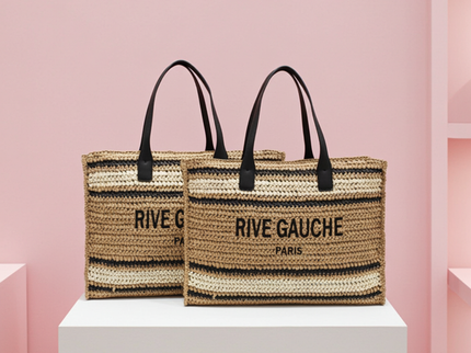 CROCHET Striped Tote Bag RIVE GAUCHE