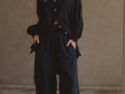 Calin Wide Leg Linen Pants (Sale)-0