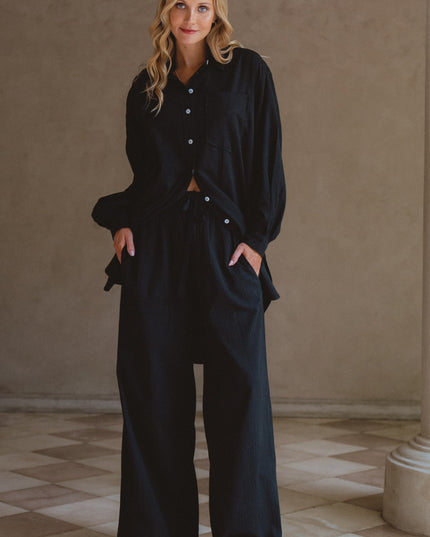 Calin Wide Leg Linen Pants (Sale)-0