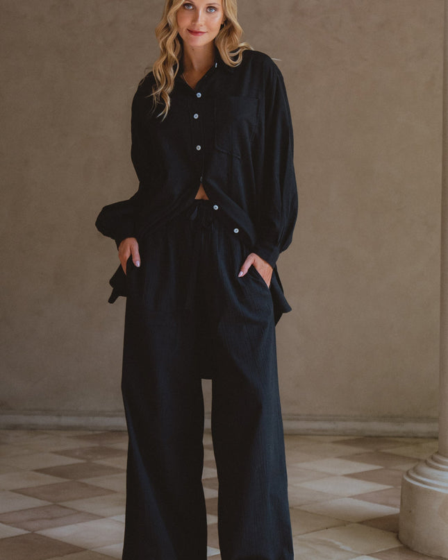 Calin Wide Leg Linen Pants (Sale)-0