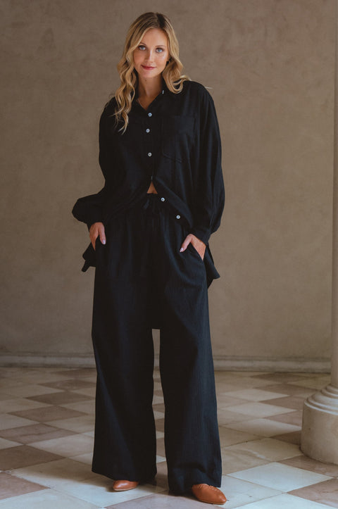 Calin Wide Leg Linen Pants (Sale)-0