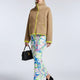 Kamel Bouclé Strickjacke mit Neon-Besatz & Trichterkragen – BYMANYC ® New York