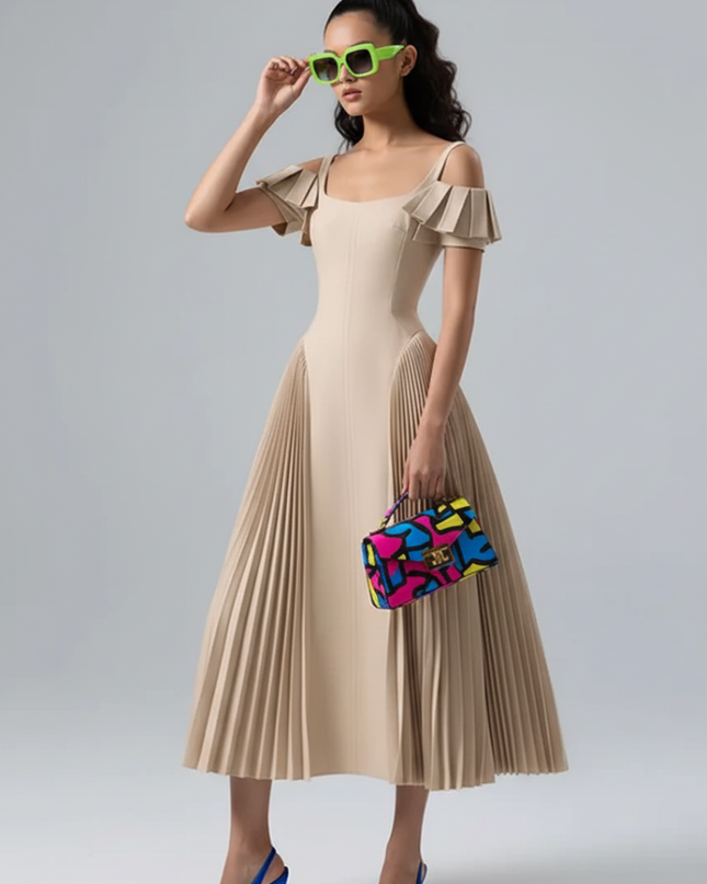Camisole Backless Party Dress with Pleated and Patchwork Details For Women, SoHo, BYMANYC New York.-1