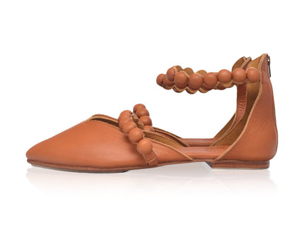 Carmella Ankle Strap Leather Ballet Flats-5