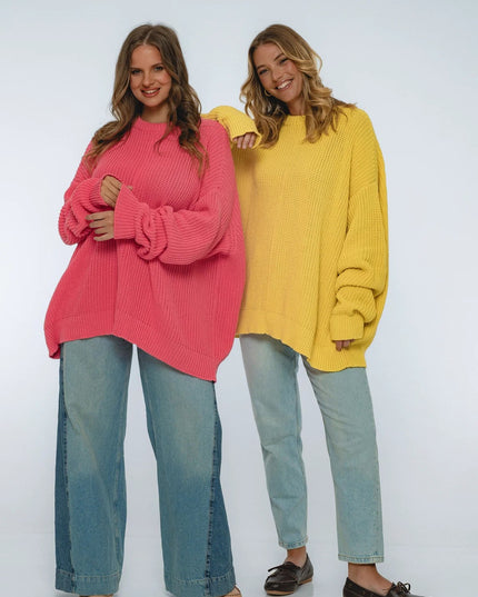 🧶 Cloud Nine Langarm-Pullover | Berry / Black / Golden Sun / Sand Dune