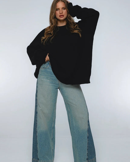 🧶 Cloud Nine Langarm-Pullover | Berry / Black / Golden Sun / Sand Dune